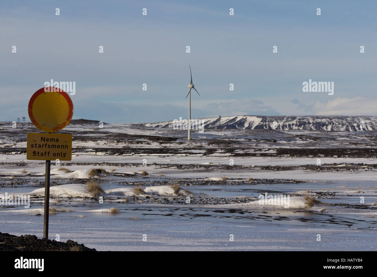 Windmühle in der Nähe von Burfell, Island Stockfoto