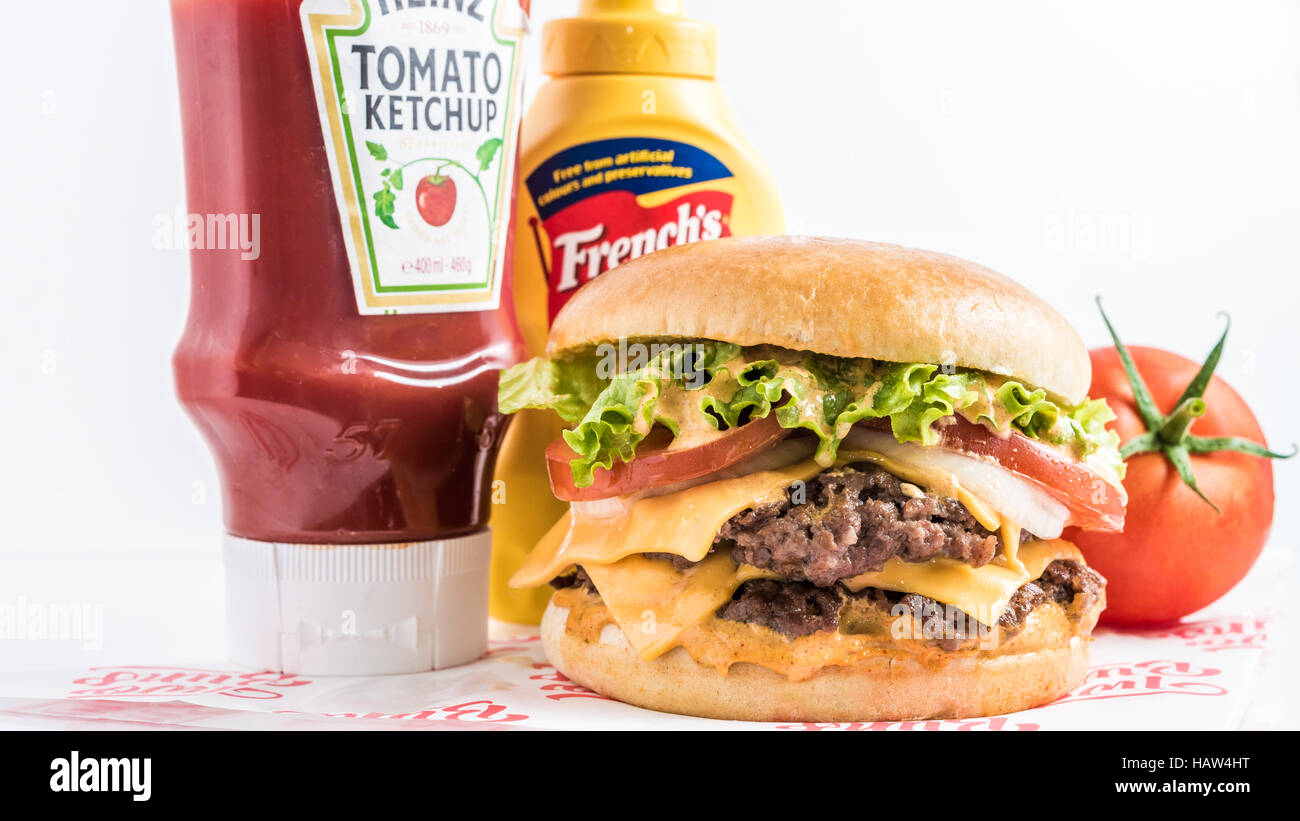 Doppelt Beef Burger Käse Stockfoto