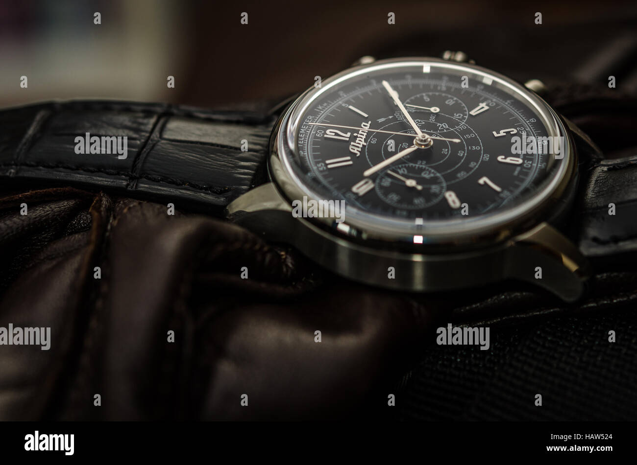 Alpina-Designer Armbanduhr Stockfoto