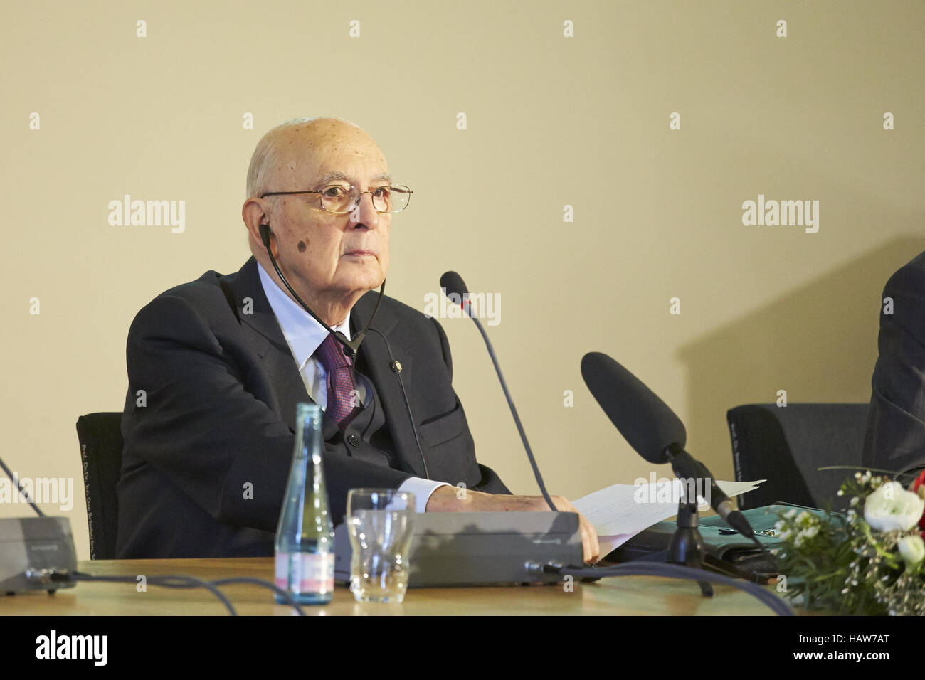 Präsident Napolitano Speechs in Berlin Stockfoto