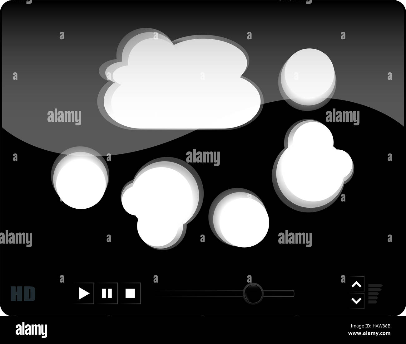 Schwarz Media-Player mit abstrakten Cloud Schnittstelle Stockfoto