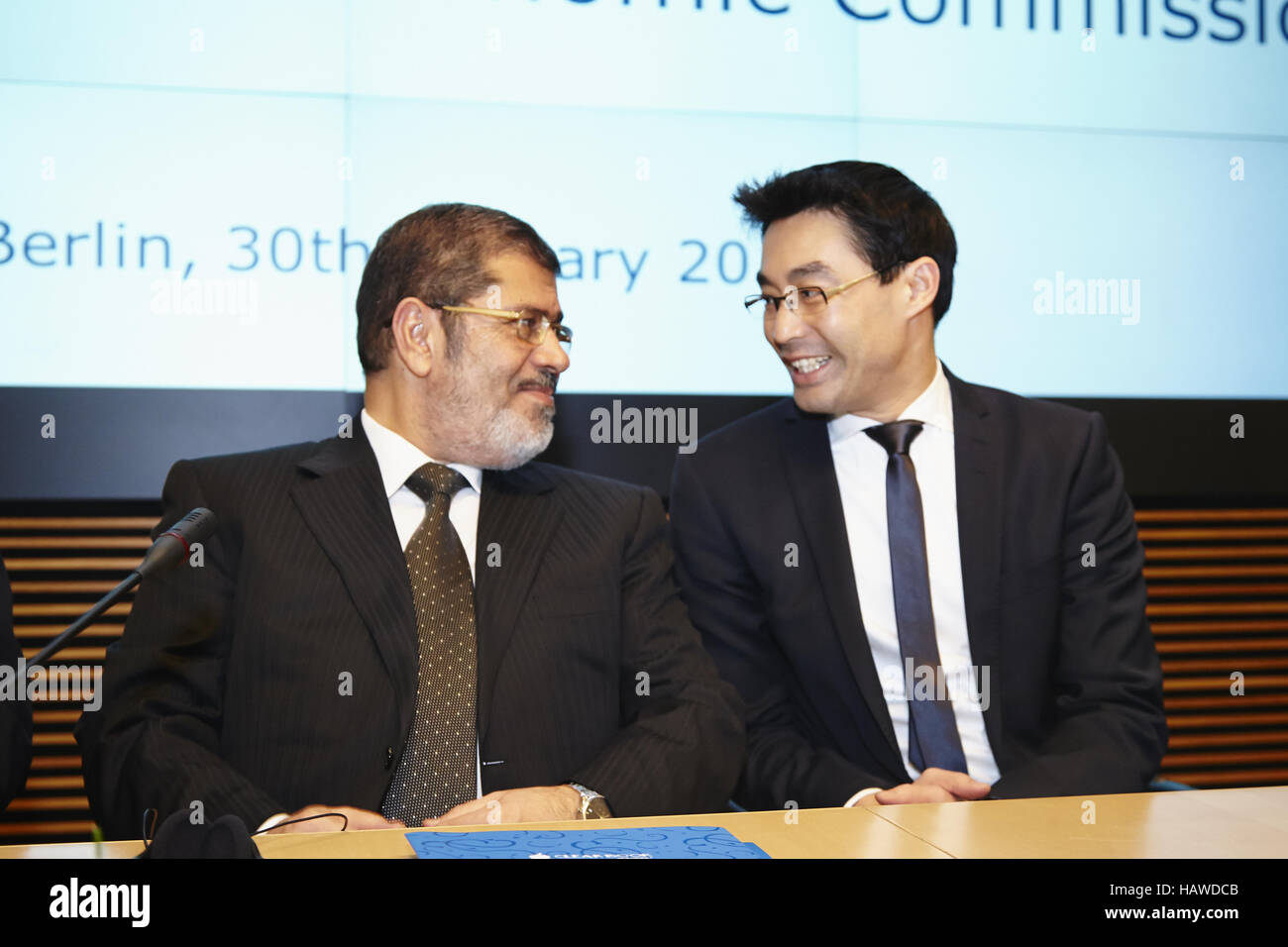 Rösler und ägyptische Präsident Mursi Stockfoto