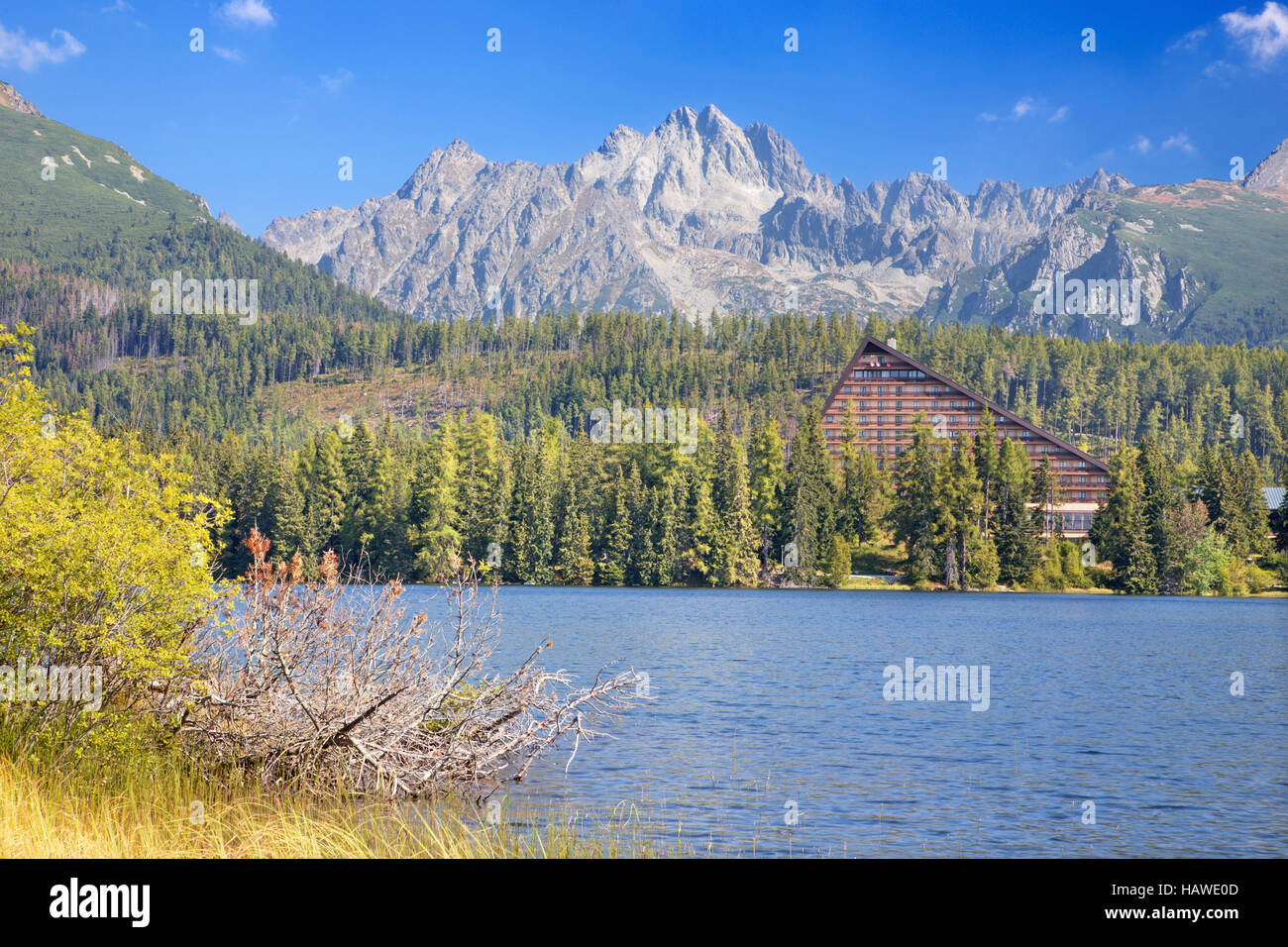 Hohe Tatra - Strbske Pleso See. Stockfoto