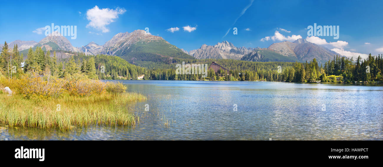 Hohe Tatra - das Panorama des Sees Strbske Pleso Stockfoto