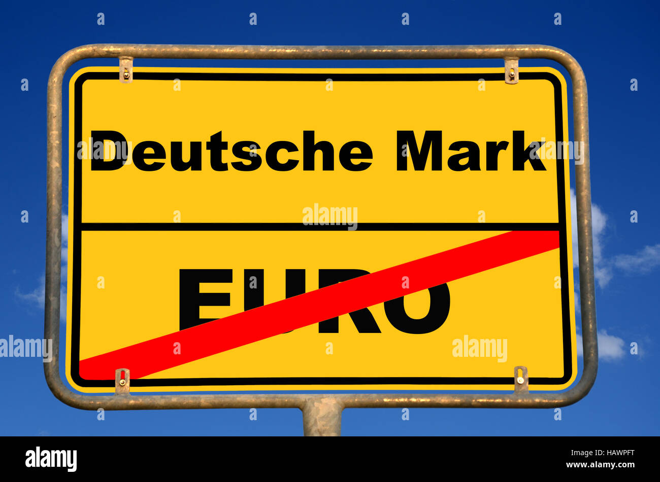 Zeichen; Euro - DM Stockfoto