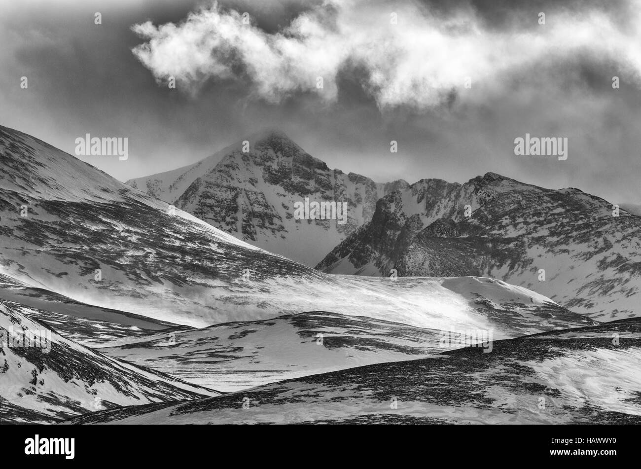 Schneelandschaft, NP in Rondane, Norwegen Stockfoto