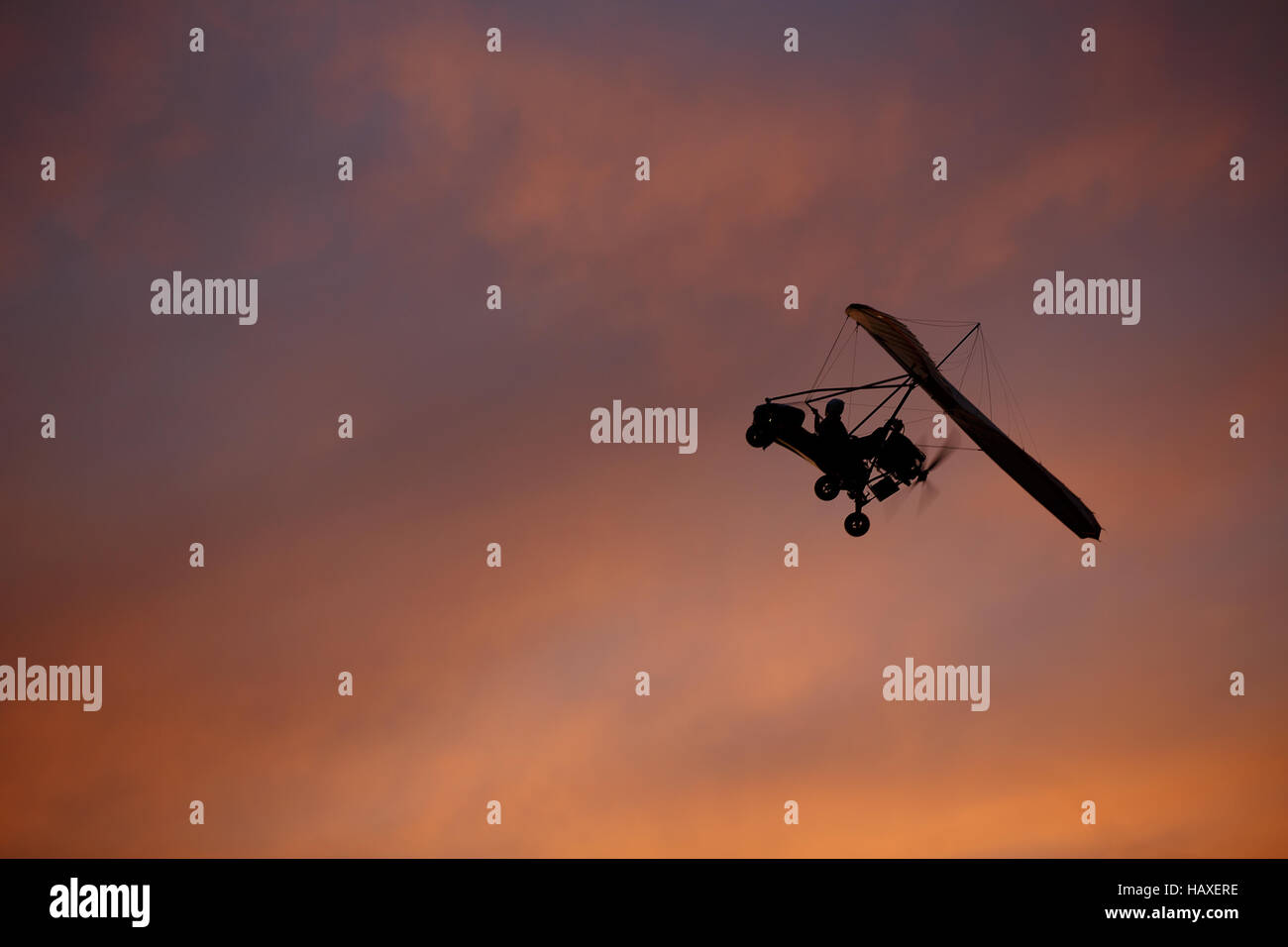 Drachenflieger mit Pilot im Himmel Stockfoto
