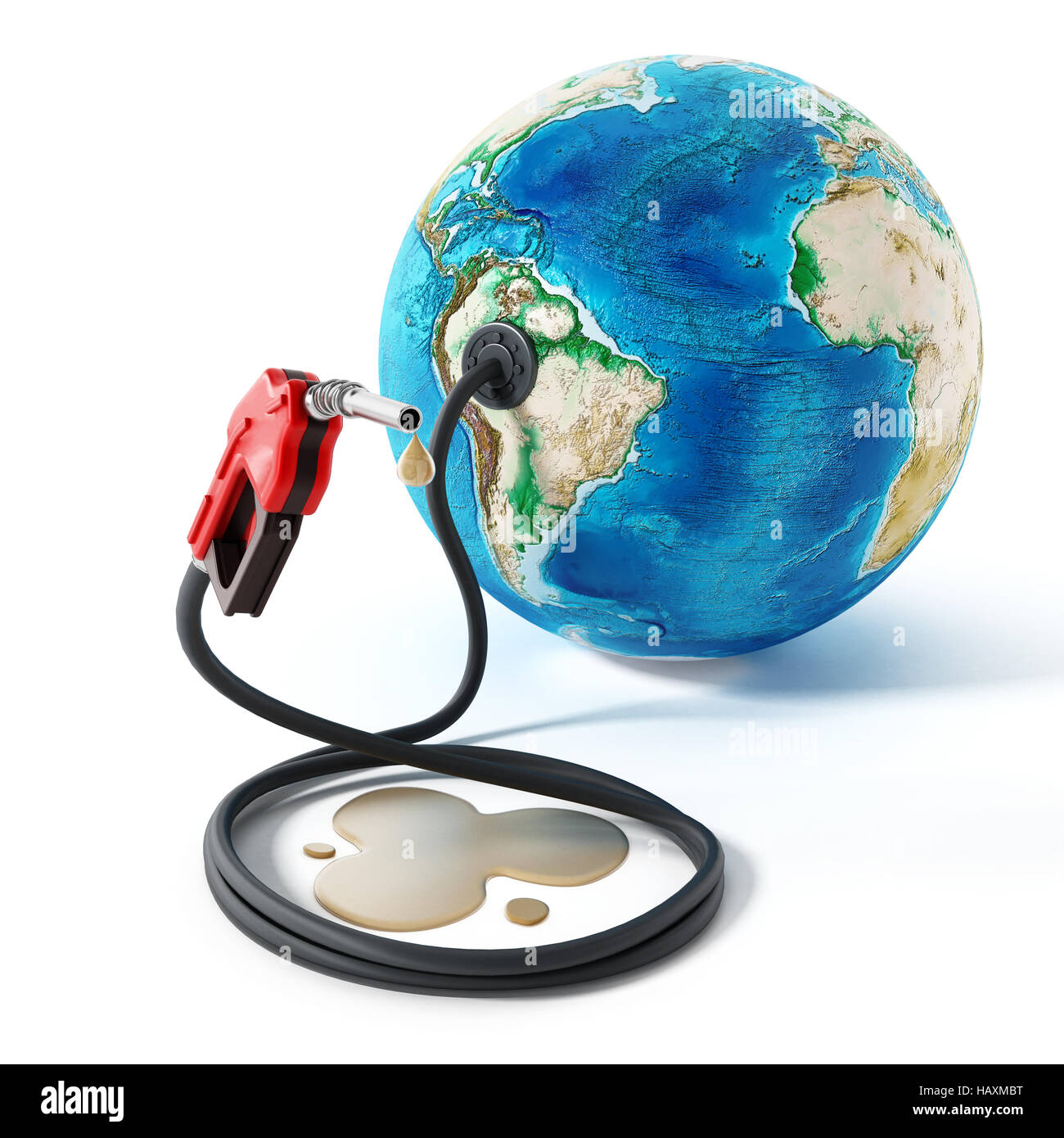 Gas-Pumpe und Schlauch mit der Erde verbunden. 3D Illustration. Stockfoto