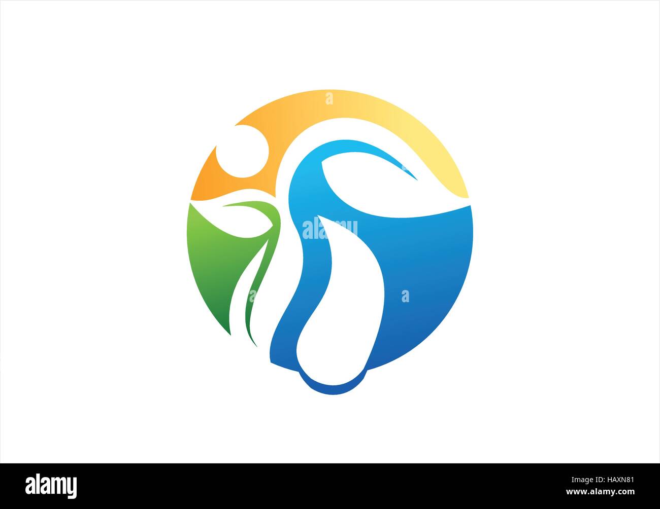Kreis-Pflanze-Logo, Silhouette Natur Blatt Symbol Symbol, Menschen Gesundheit Konzept Logo-Vektor-Design, Wellness-Konzept-logo Stock Vektor