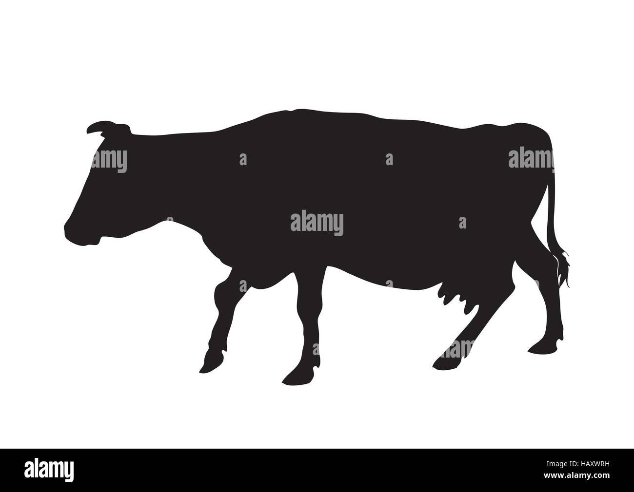 Vektor-Silhouette des laufenden Kuh. Bild schwarz und weiß. Stock Vektor
