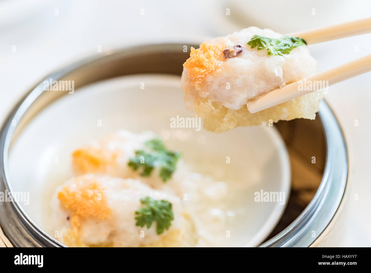 Garnelen Sie Ball mit Fisch Maw chinesische Dim-Sum Groumet Küche Stockfoto