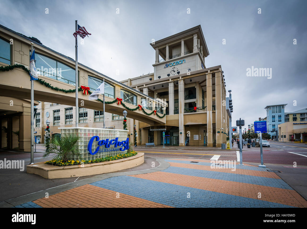 Gebäude an der Atlantic Avenue, in Virginia Beach, Virginia. Stockfoto