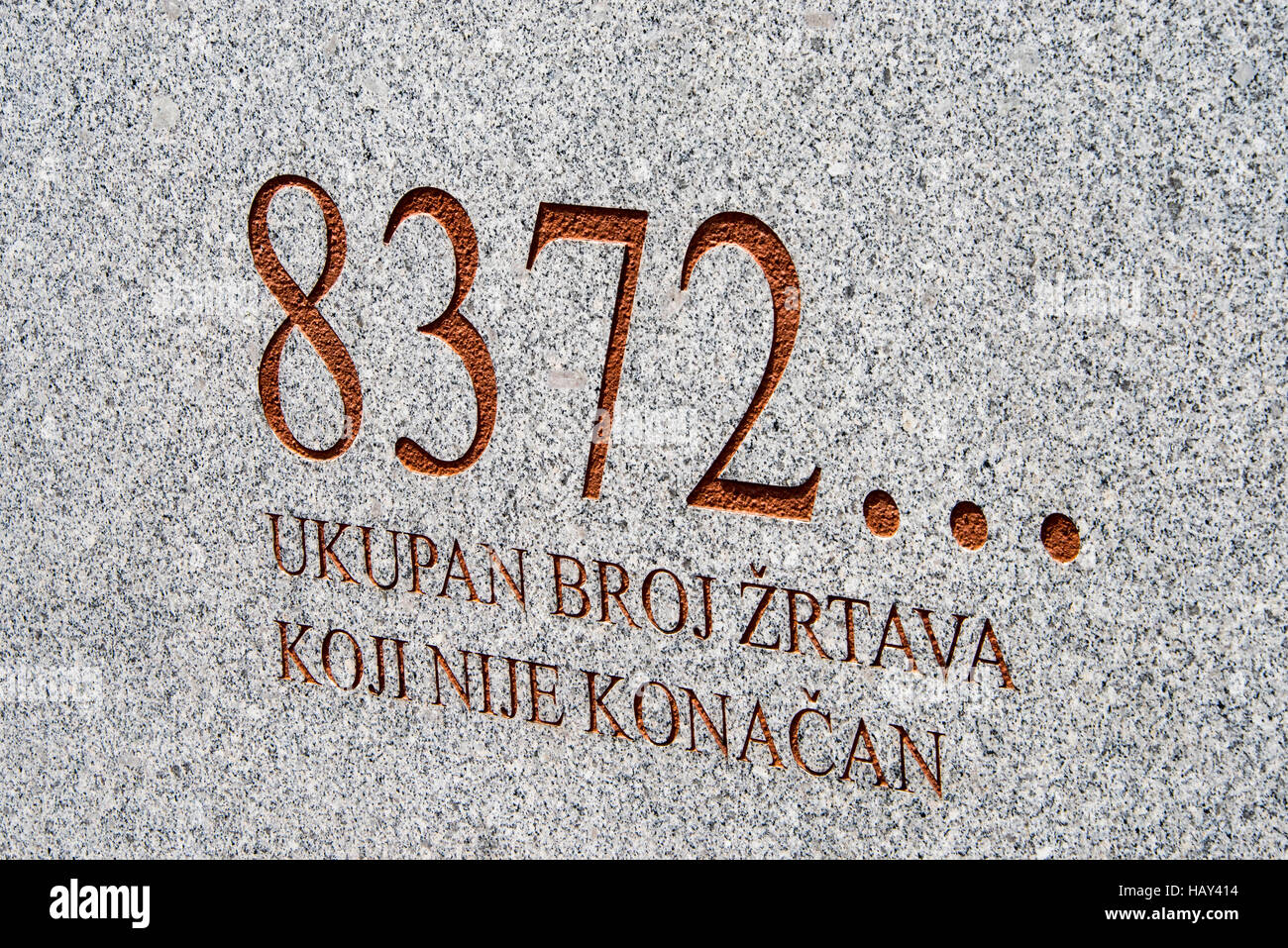 Srebrenica, Potocari Gedenkfriedhof 8372 Opfer Stockfoto
