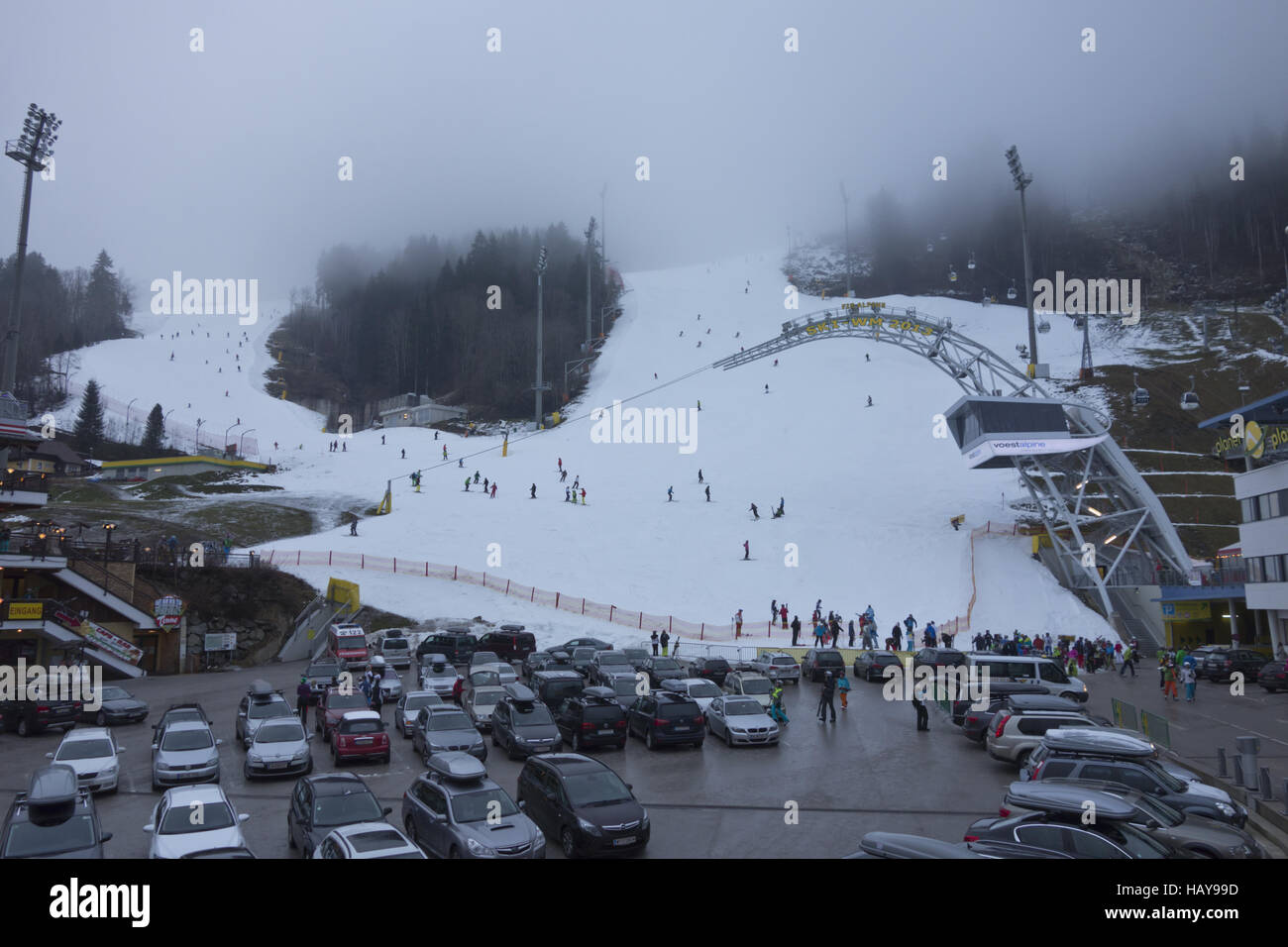 Skipiste Planai Stockfoto