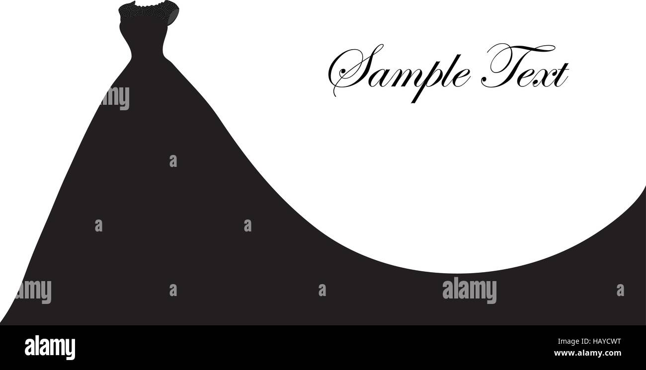 Hochzeit Kleid Silhouette, Banner, leere Vorlage für Text, Leerraum für Ihren Text. Postkarte-Einladung-Vektor-illustration Stock Vektor