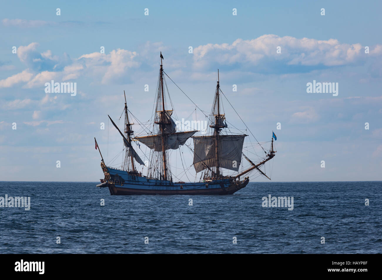 Die Bounty segelt der Ozean vor Plymouth MA Stockfoto