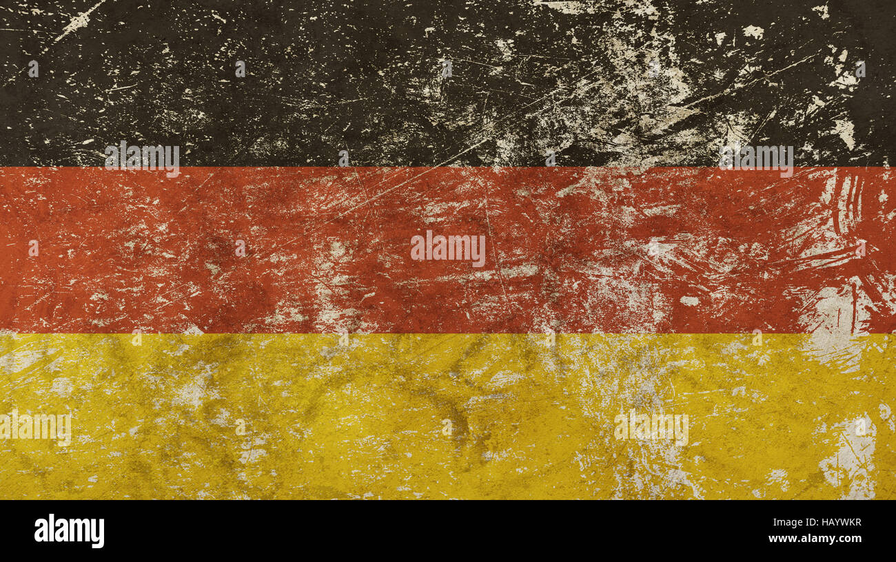 Alten Grunge Vintage verschmutzt verblasst schäbig notleidenden deutschen Republik Nationalflagge Hintergrund Stockfoto