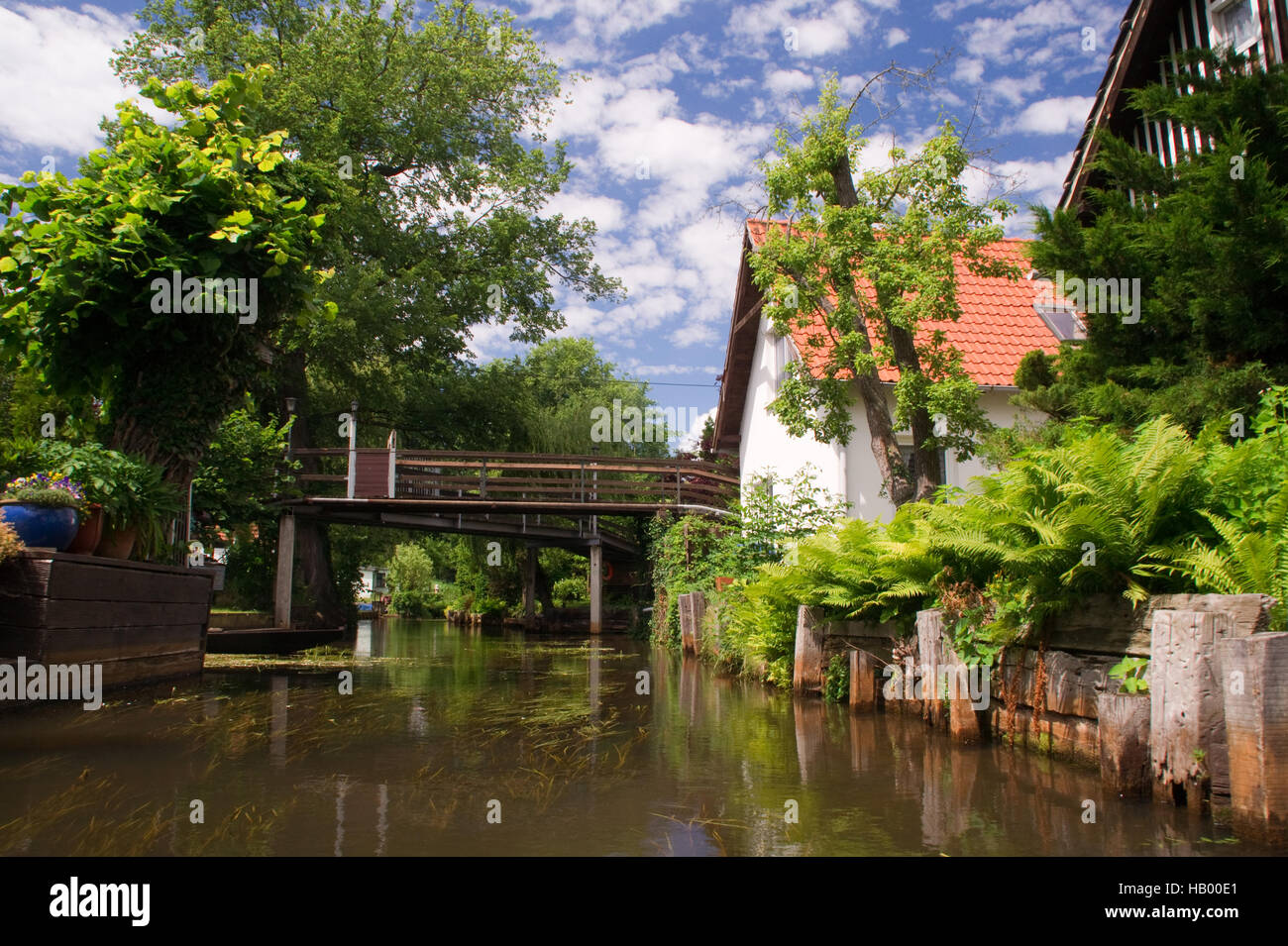 Dorf, Spreewald, Sanitär, Haus, Fluss Stockfoto