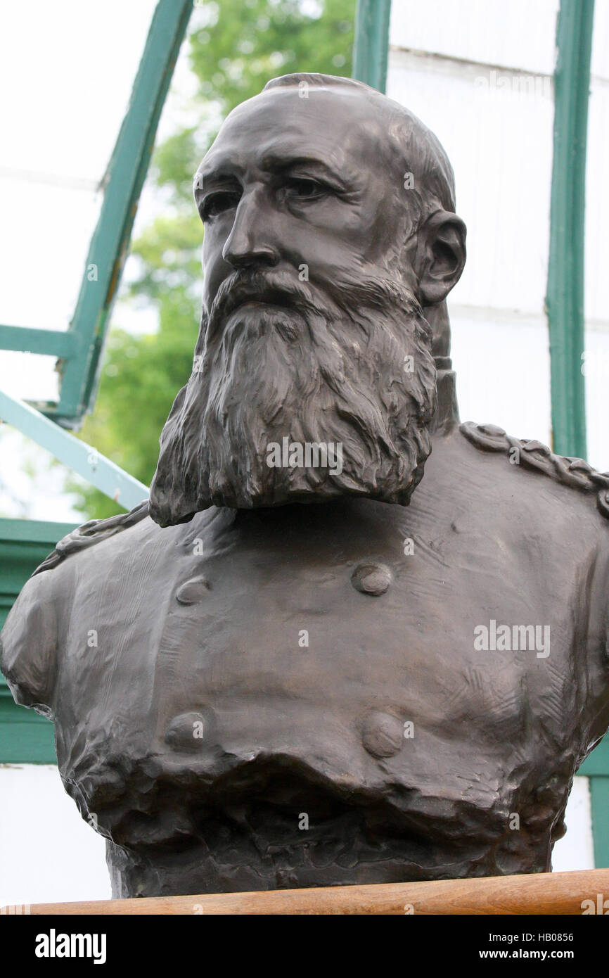 Büste des berüchtigten König Leopold II von Belgien (1935-1909) in den königlichen Palast in Laeken, Belgien. Stockfoto