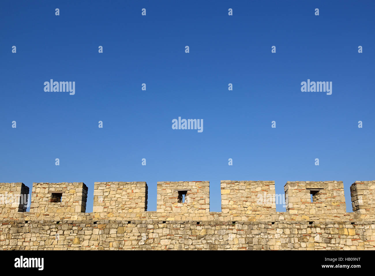 Schloss Mauer Zinnen, Festung Kalemegdan, Belgrad, Serbien Stockfoto