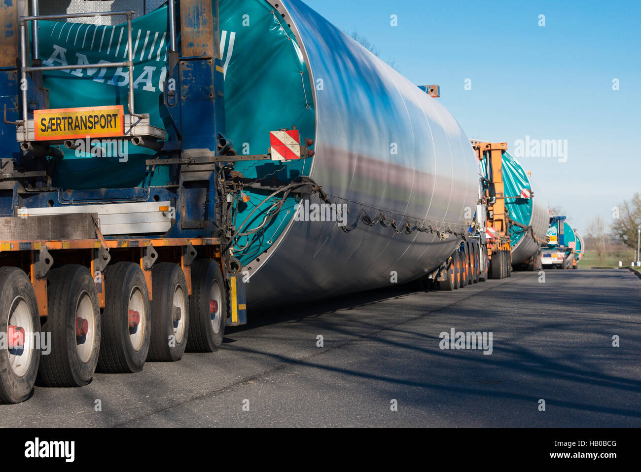 Schwertransport Wind Turbine Transport Stockfoto