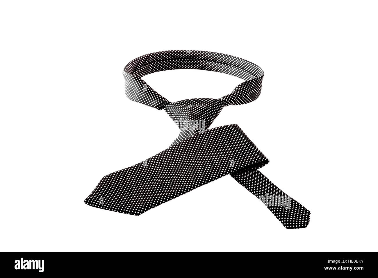 Schwarze Krawatte mit weißen Punkten Stockfoto