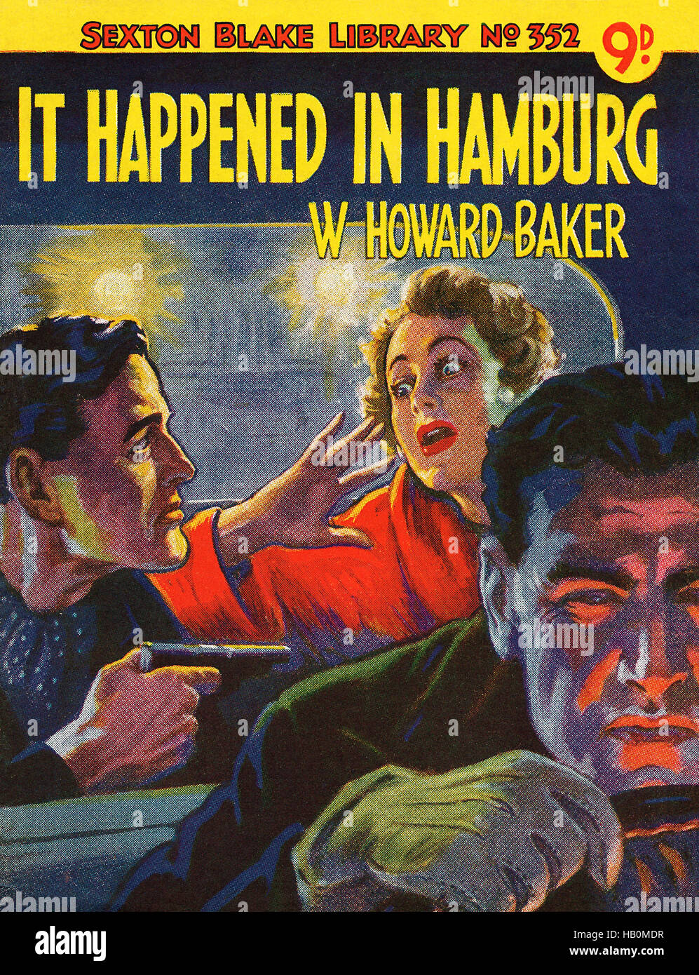 Titelseite der es geschah In Hamburg von W. Howard Baker. Ausgabe, 352 der Sexton Blake Library, veröffentlicht im Januar 1956. Stockfoto
