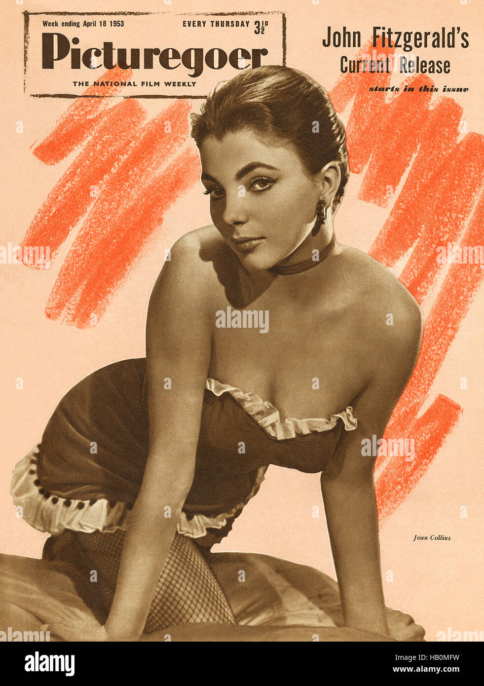 Vordere Abdeckung des Picturegoer Magazin für 18. April 1953 mit Joan Collins Stockfoto