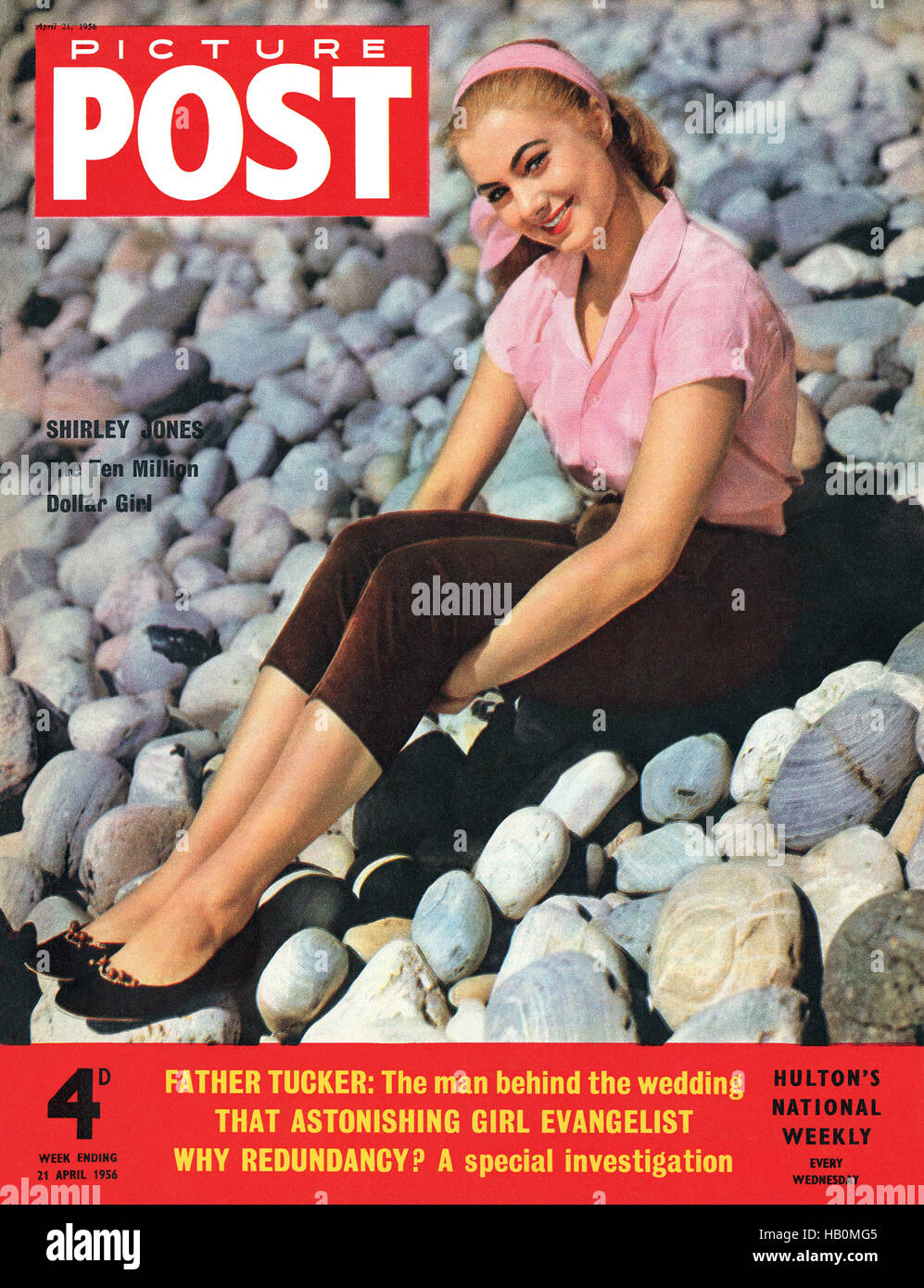 Vordere Abdeckung des Picture Post Magazin für 21. April 1956 mit Schauspielerin Shirley Jones Stockfoto