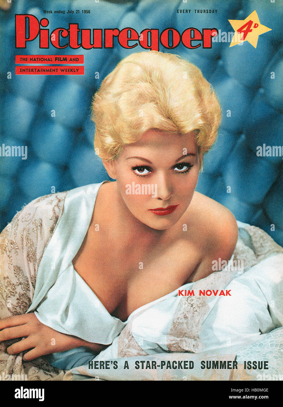Vordere Abdeckung des Picturegoer Magazin für 21. Juli 1956 mit Schauspielerin Kim Novak Stockfoto