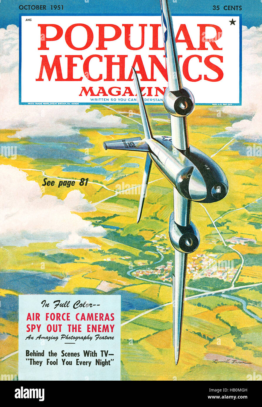 Titelseite der Zeitschrift für Oktober 1951 Popular Mechanics Stockfoto