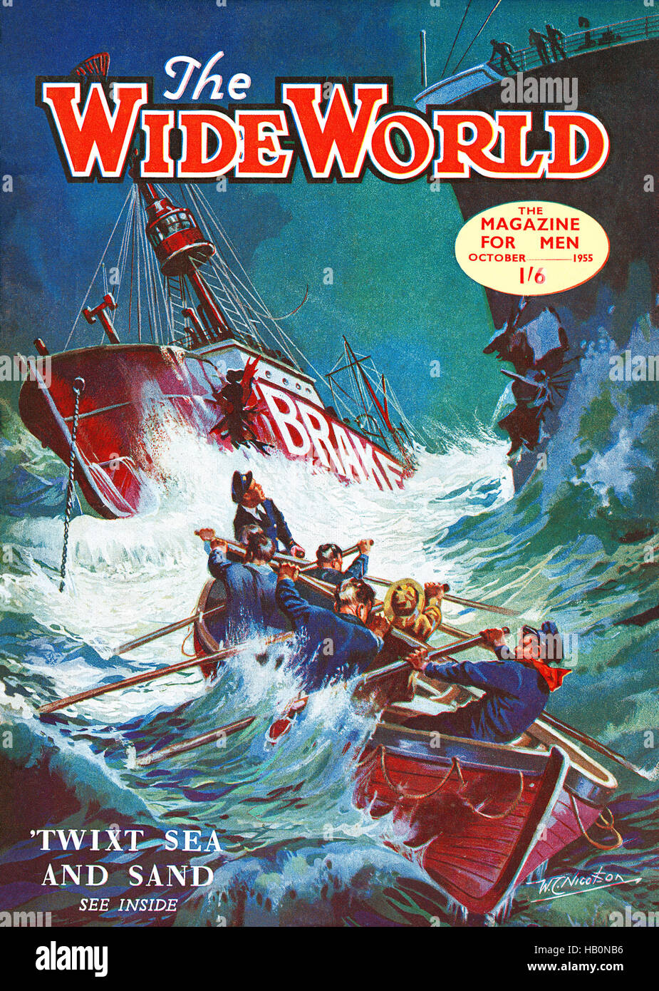 Vordere Abdeckung von der weiten Welt Magazin für Oktober 1955 Stockfoto