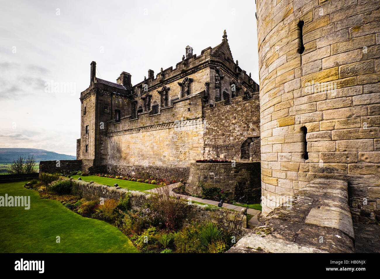 Fassade und defensive Zinnen, Stirling Castle, Stirling, Schottland Stockfoto