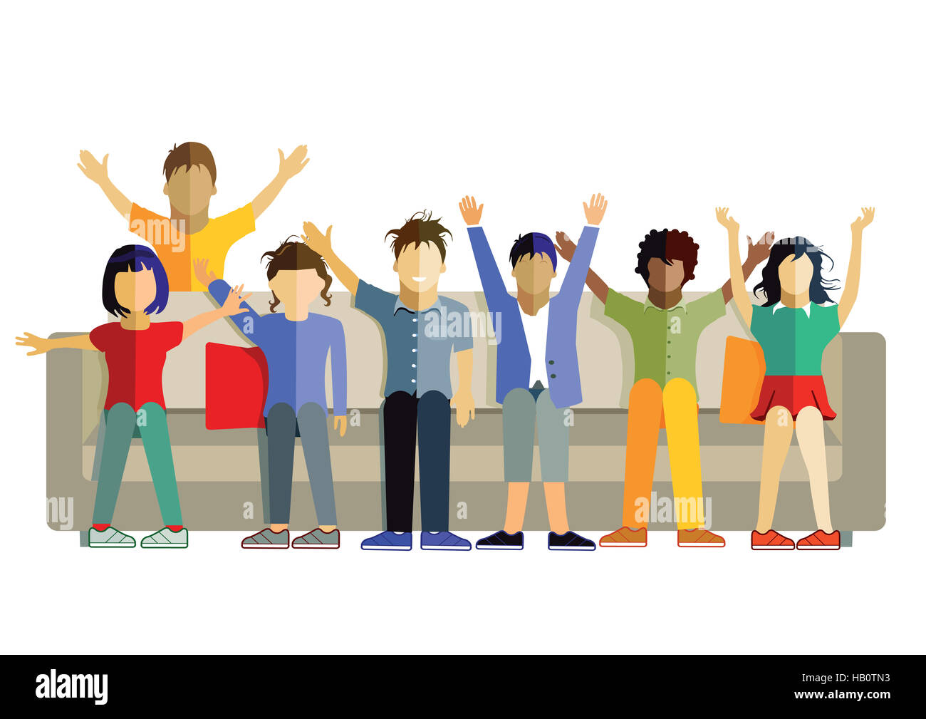 Kinder auf einer couch Stockfoto