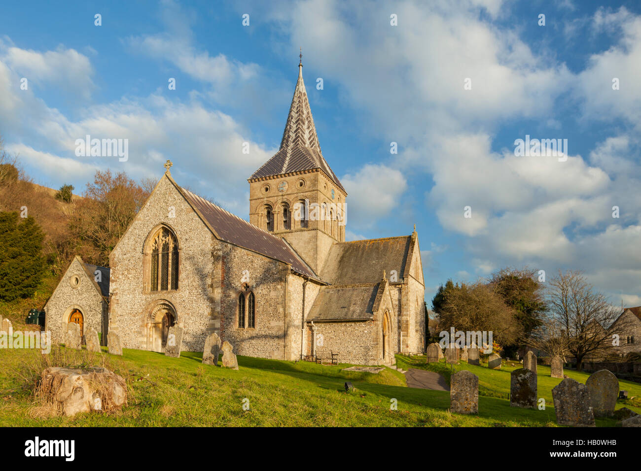 Herbst im All Saints Church in East Meon, Hampshire, England. Stockfoto