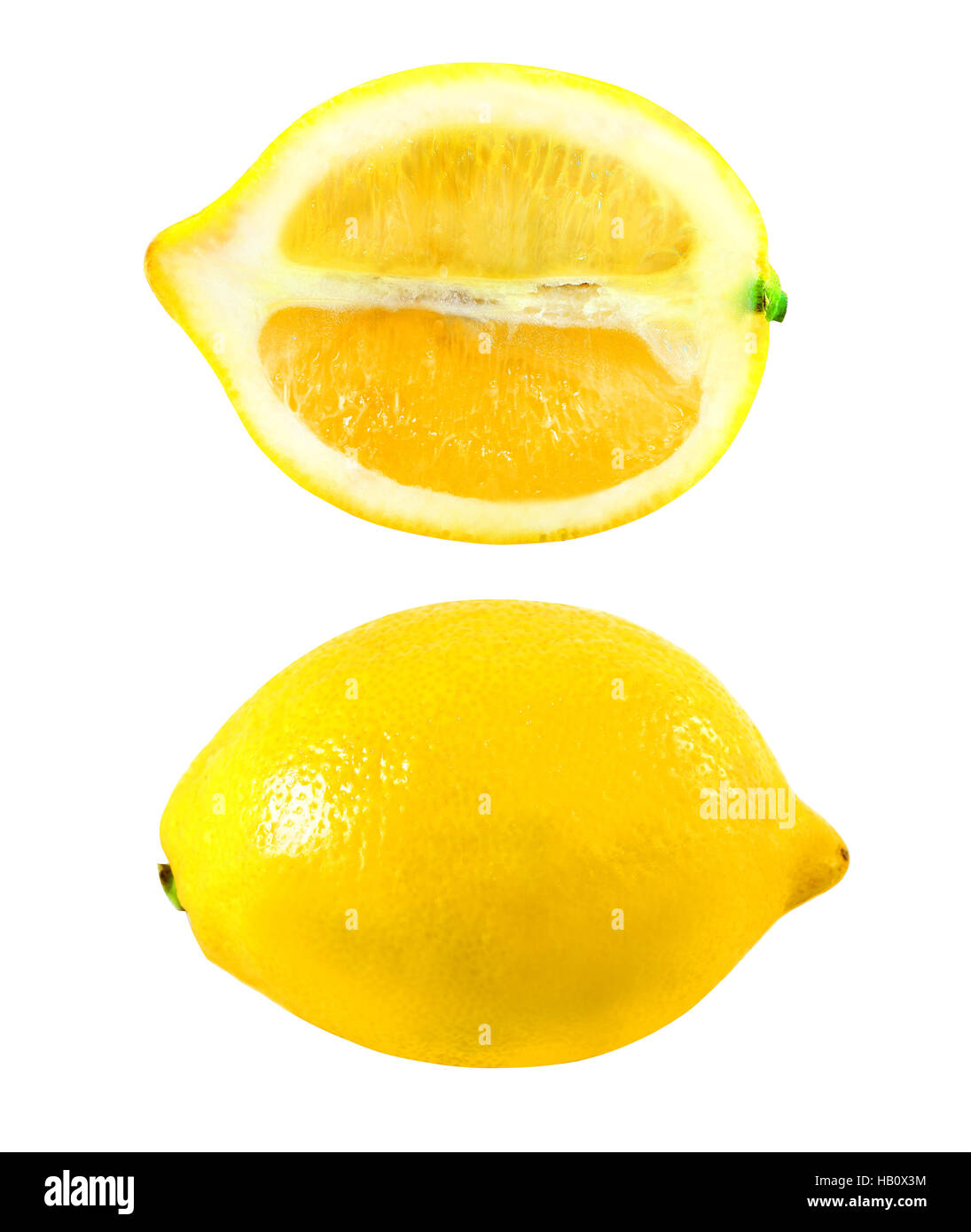Fotos gelbe saure Zitrone isoliert auf weißem Hintergrund Stockfoto