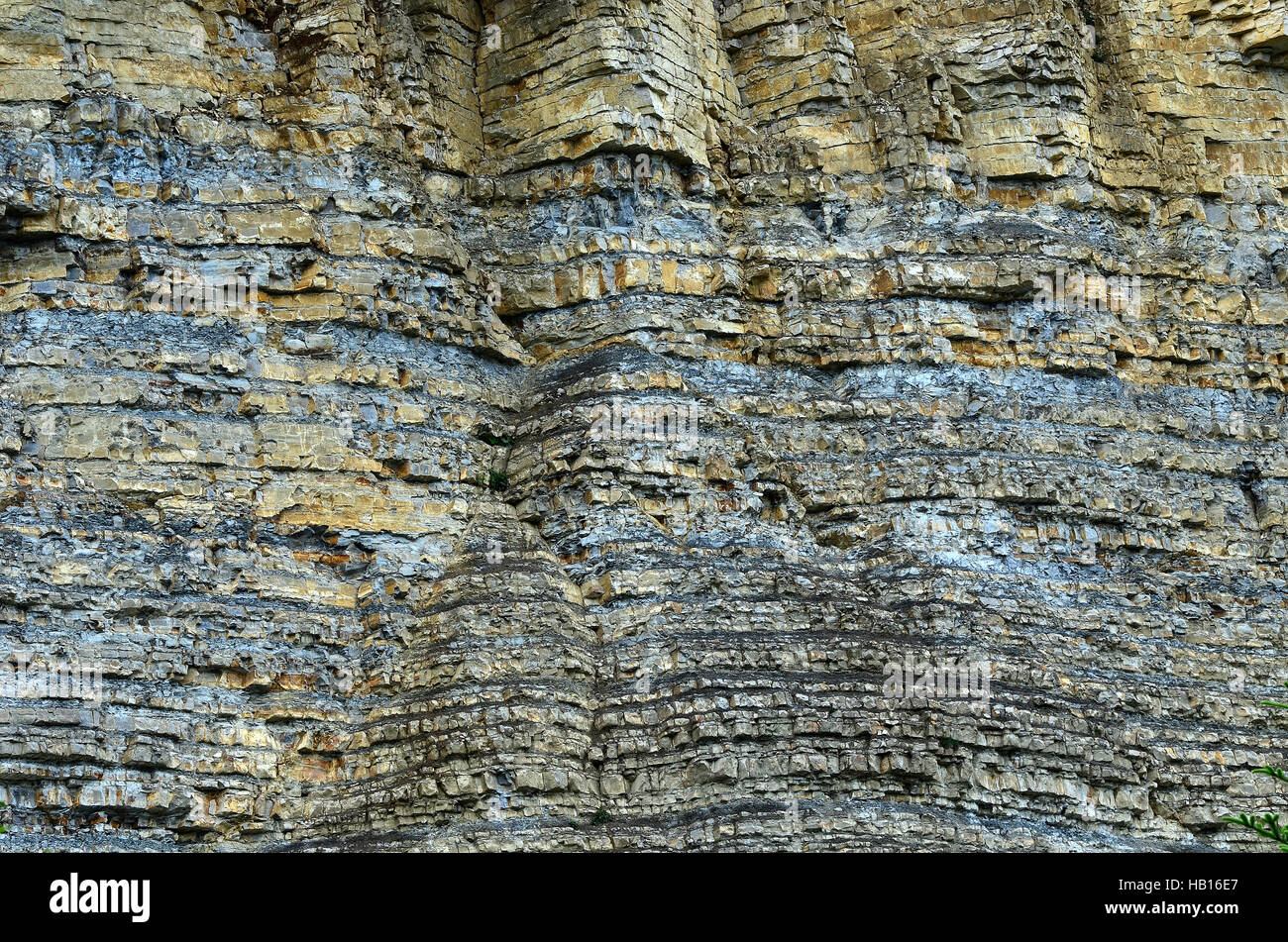 Erdrutsch, Gesteinsschichten; Deutschland, schwäbische Alb; Stockfoto
