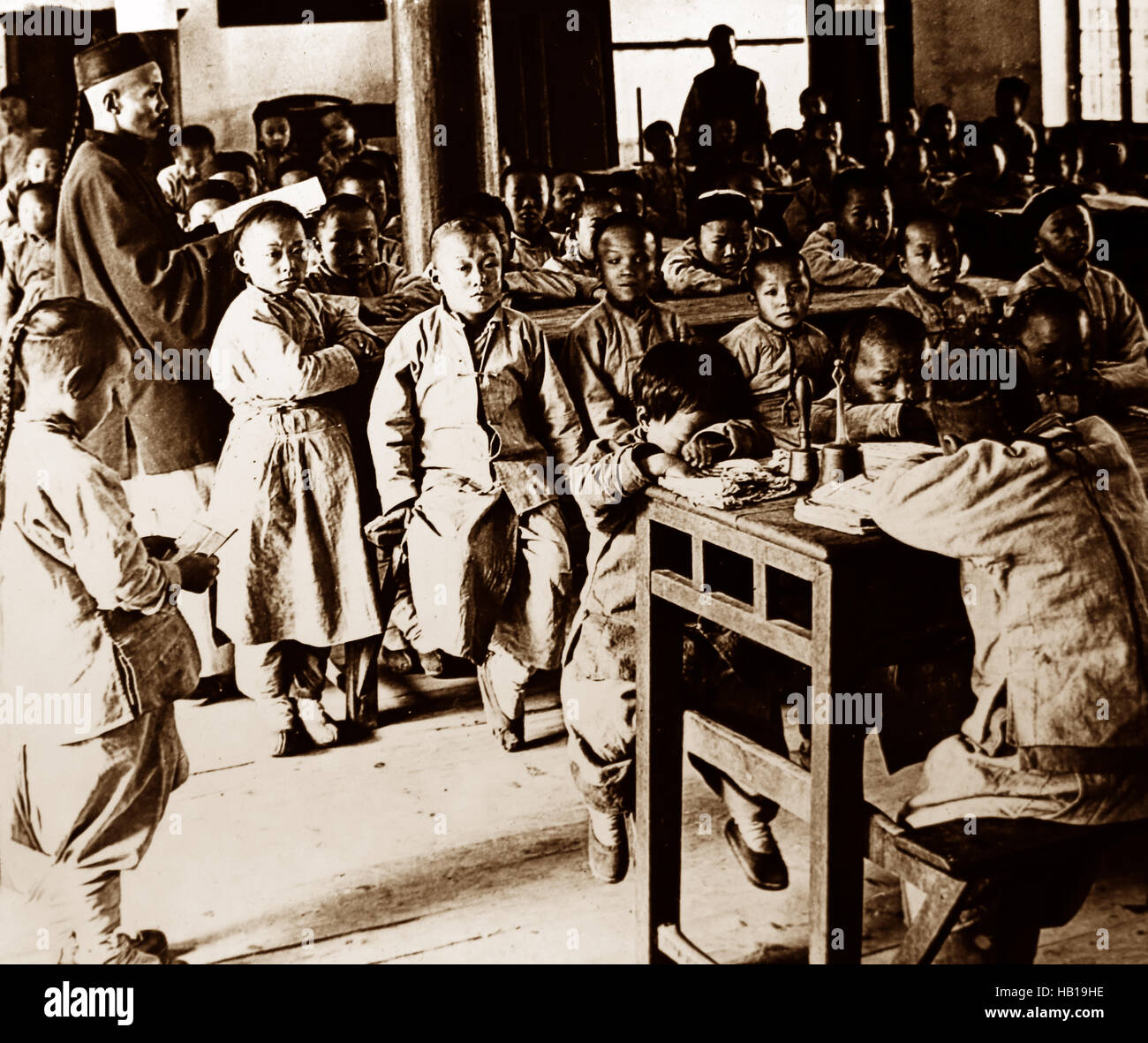 Schulkinder in Peking, China - 1900 Stockfoto