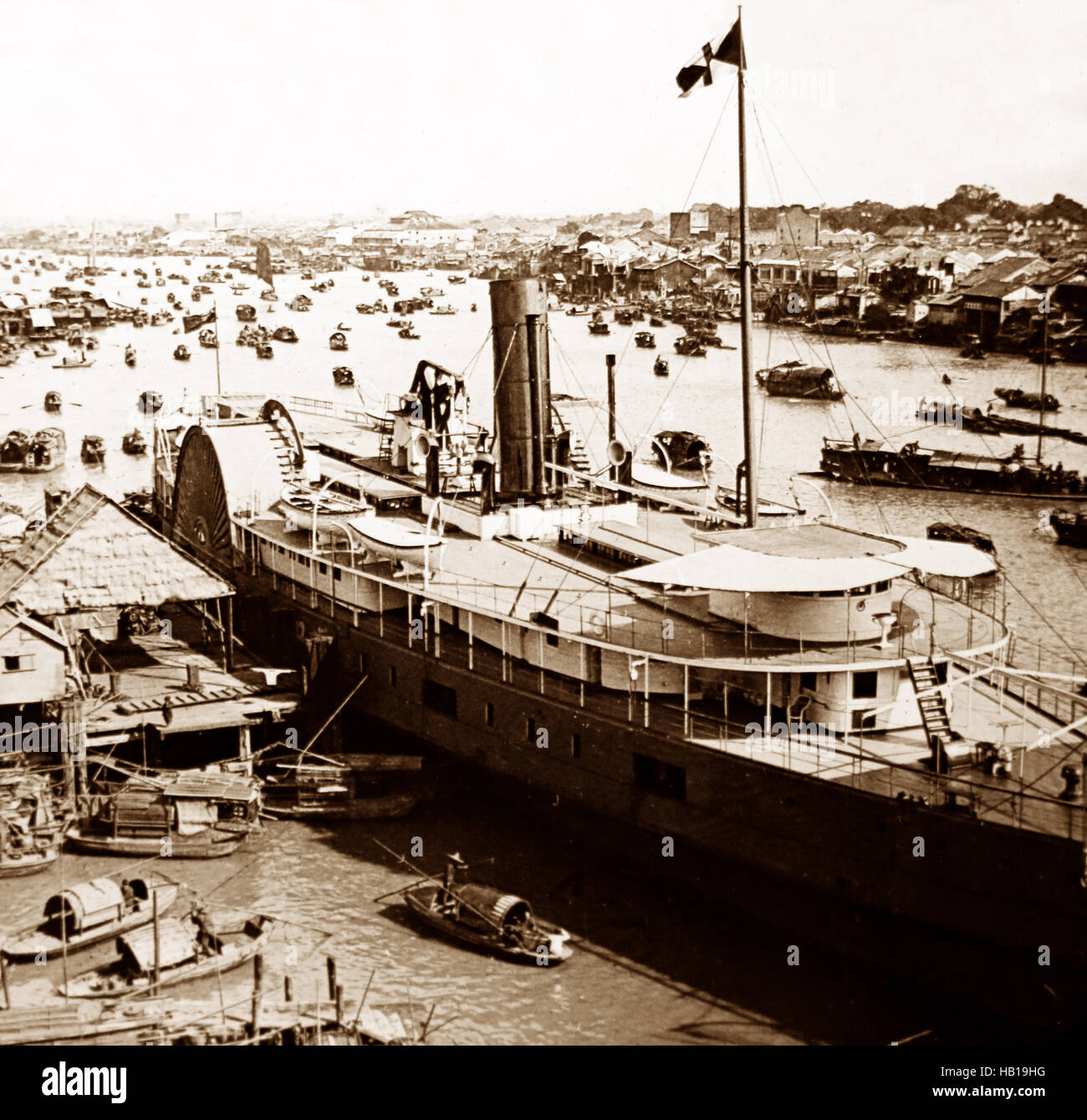 Kanton Hafen in China in den frühen 1900er Jahren Stockfoto
