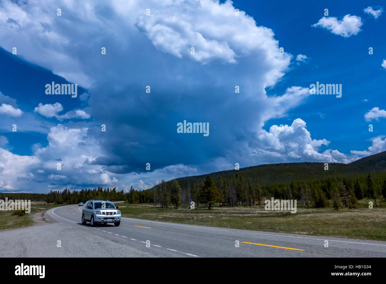 Blick auf die Wüste auf einem Roadtrip im Yellowstone-Nationalpark Stockfoto