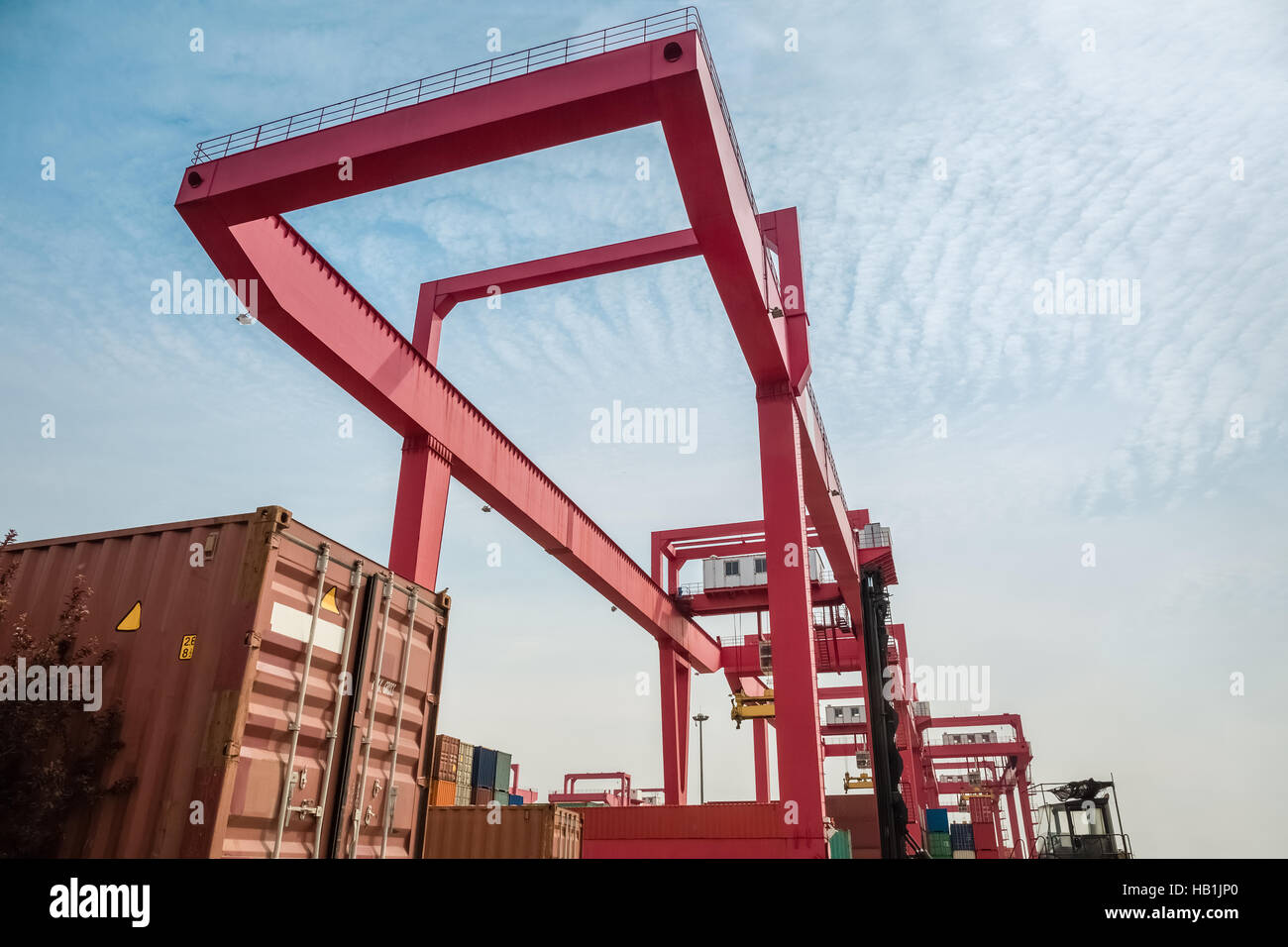 Container-Güterbahnhof Stockfoto