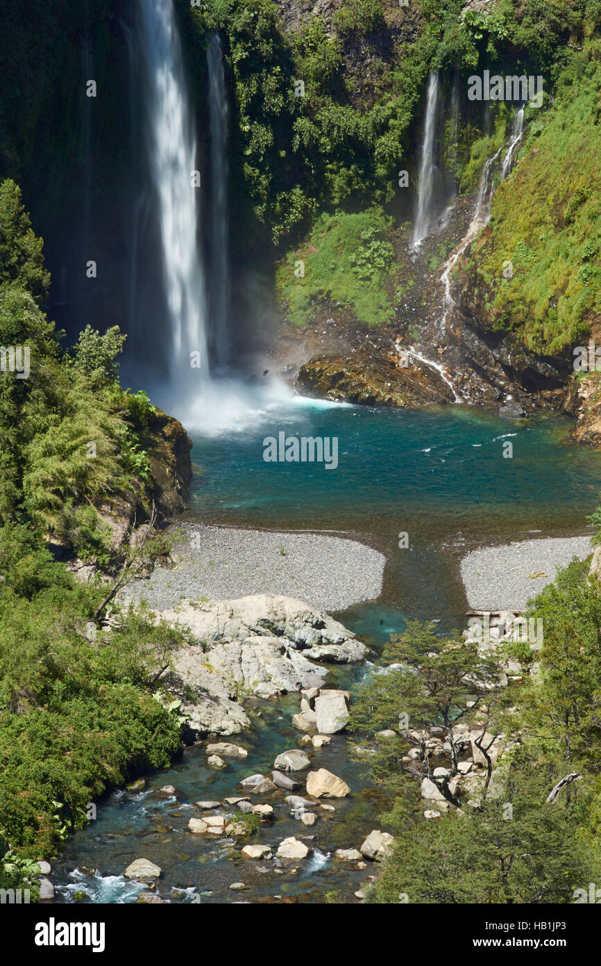 Wasserfall im Nationalpark Siete Tazas Stockfoto