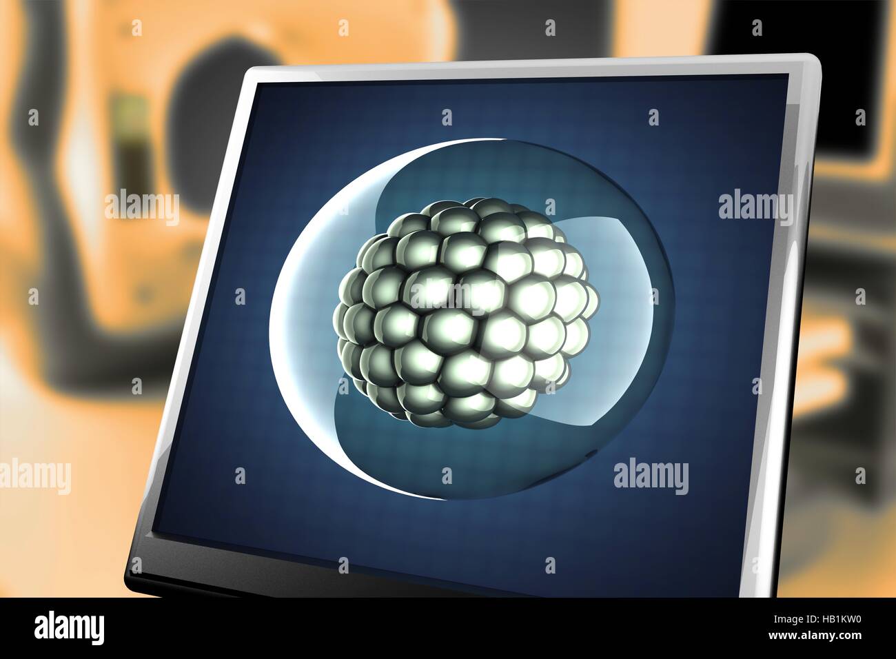 Mikro Einzelzelle auf monitor Stockfoto