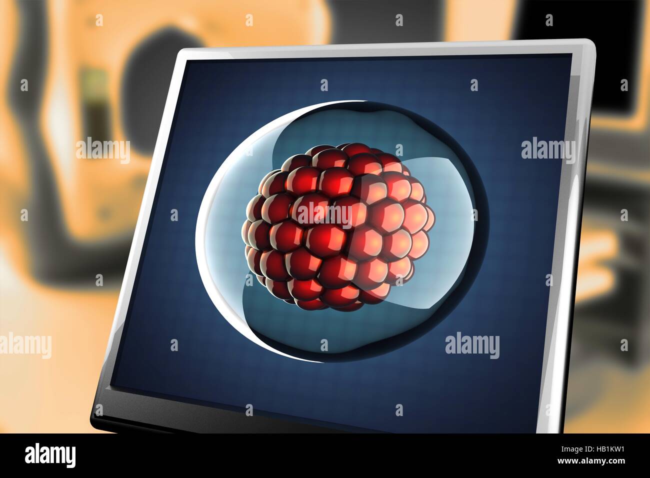 Mikro Einzelzelle auf monitor Stockfoto