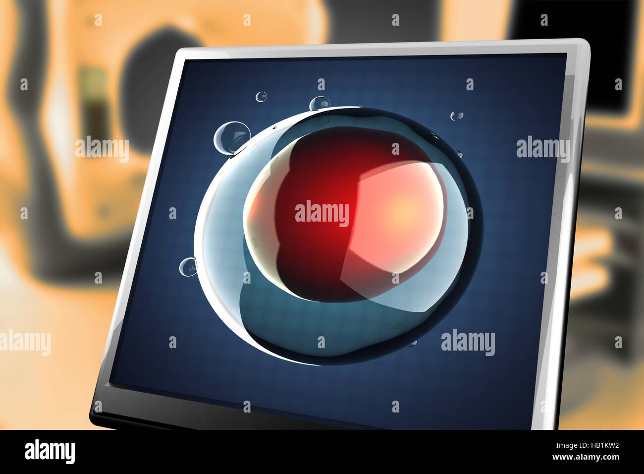 Mikro Einzelzelle auf monitor Stockfoto