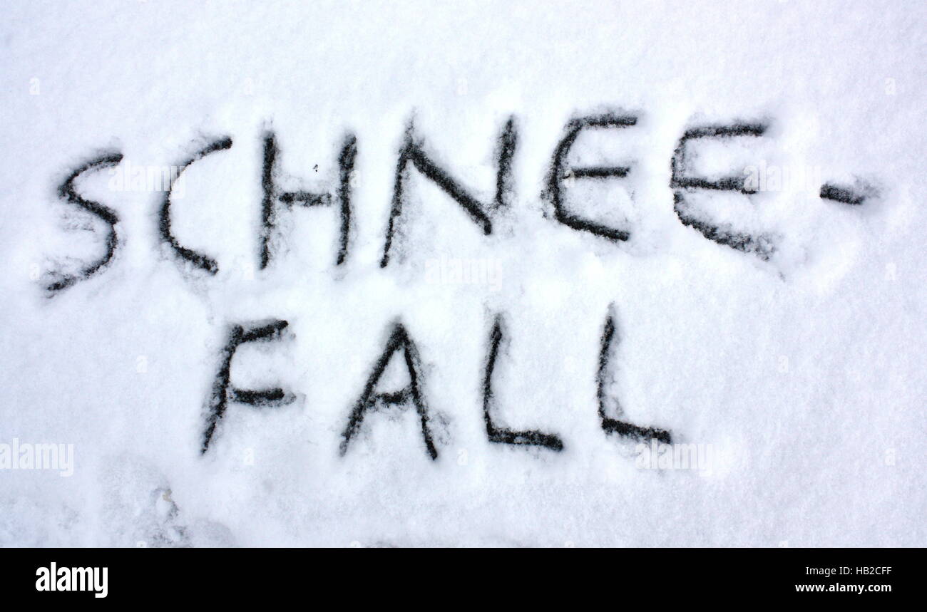 geschrieben in Schnee, Schneefall Stockfoto