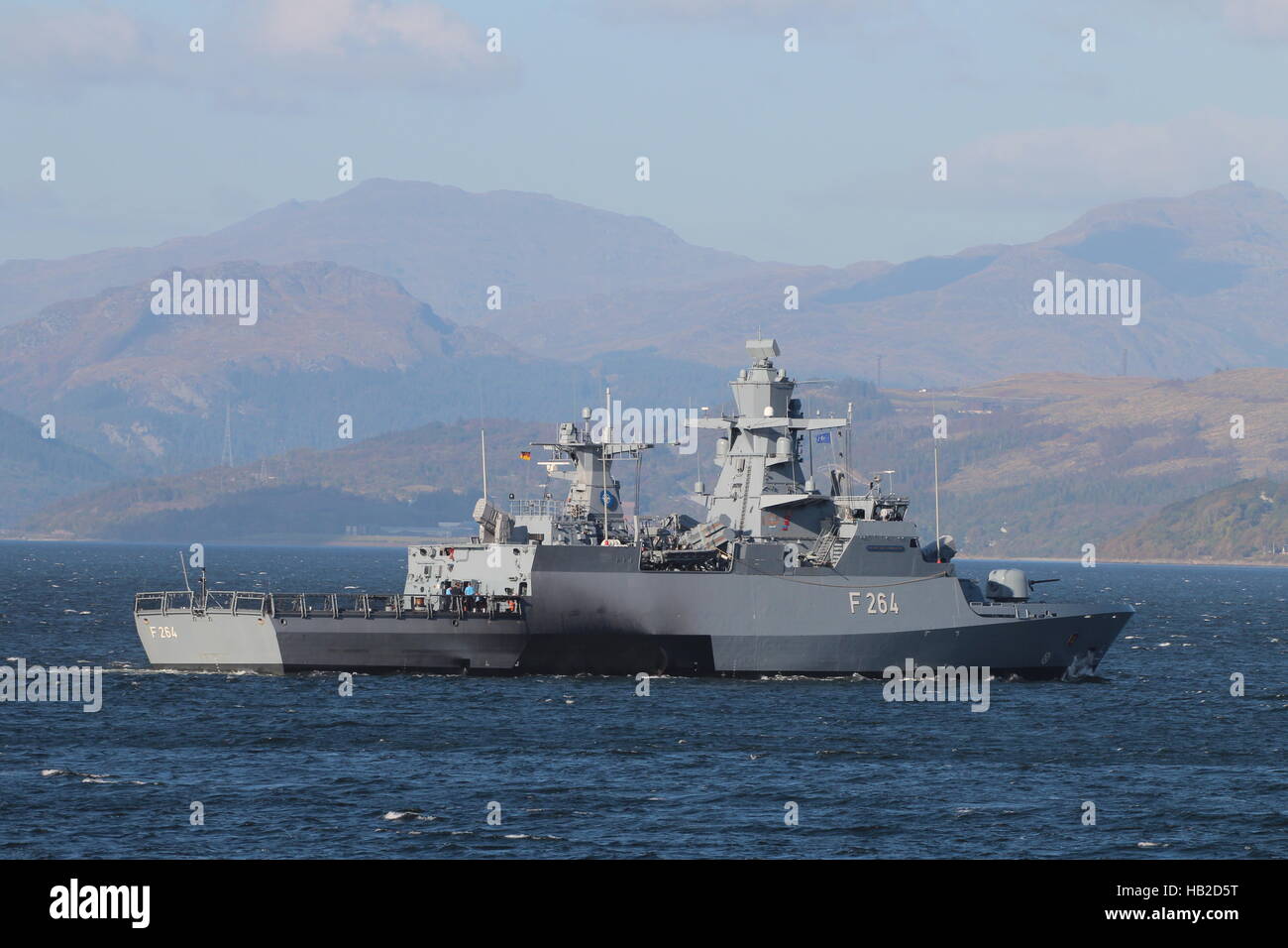 FGS-Ludwigshafen am Rhein (F264), eine Korvette Braunschweig-Klasse der deutschen Marine, Ankunft für Übung Joint Warrior 16-2. Stockfoto