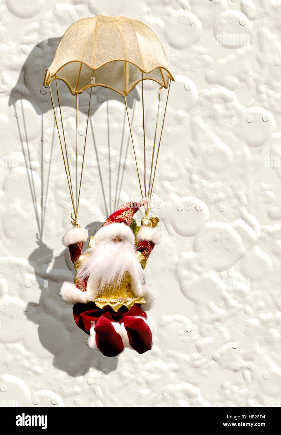 Fallschirmspringen Santa Lustige Weihnachtskarte Stockfotografie Alamy