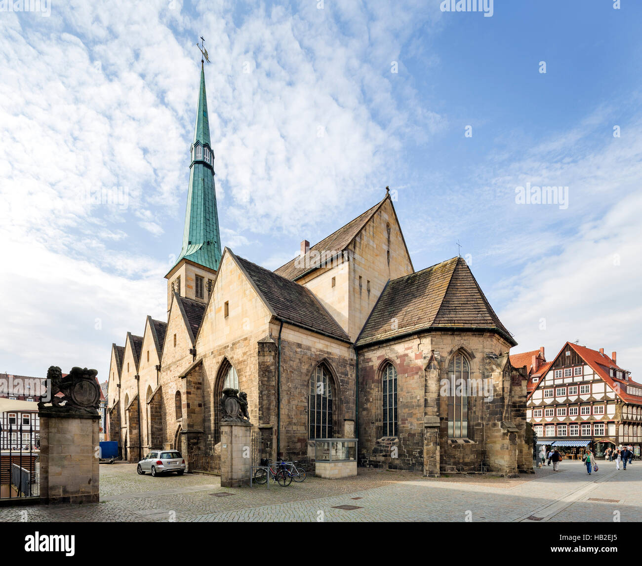 Marktkirche St. Nicolai, Pferdemarkt, Hameln Altstadt, Niedersachsen, Deutschland Stockfoto