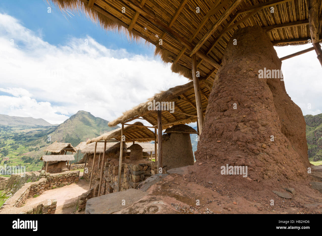 Ruinen von Pisac in Urubamba-Tal in der Nähe von Cusco, Peru Stockfoto